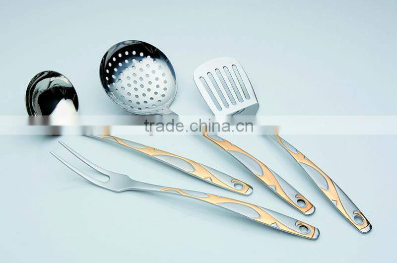 Guangdong 6 pcs Stainless steel Kitchen Utensils with colorful plastic handle