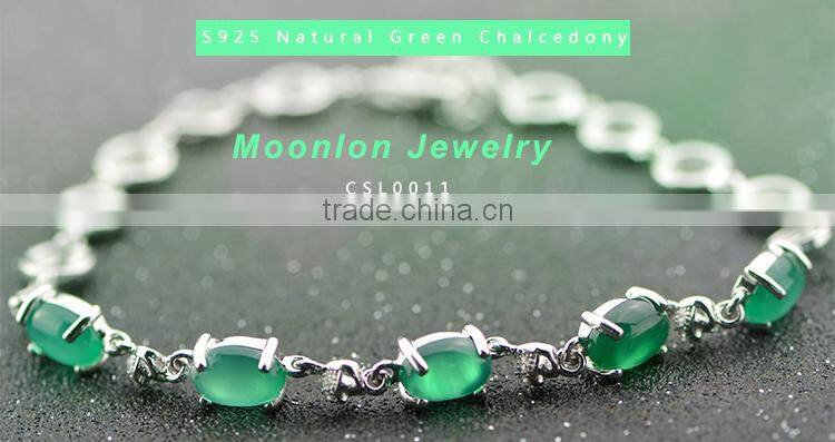 925 sterling silver green chalcedony bracelet, Charm bracelets for women