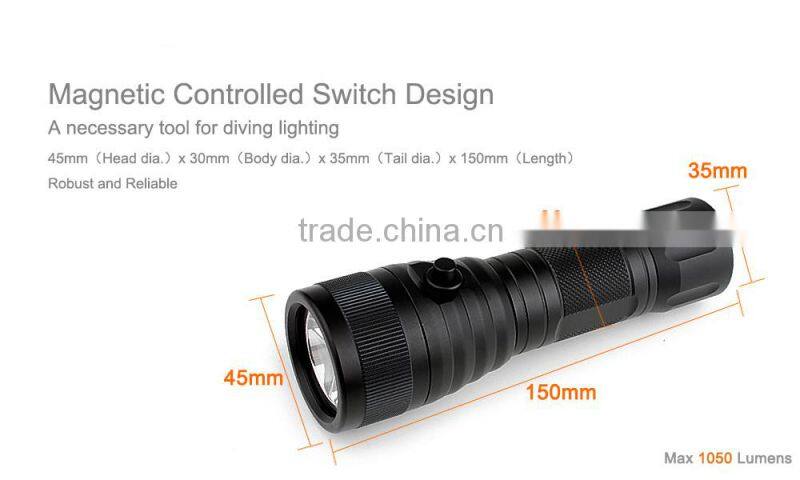 High end ip 68 good looking diving led flashlight for professional divers