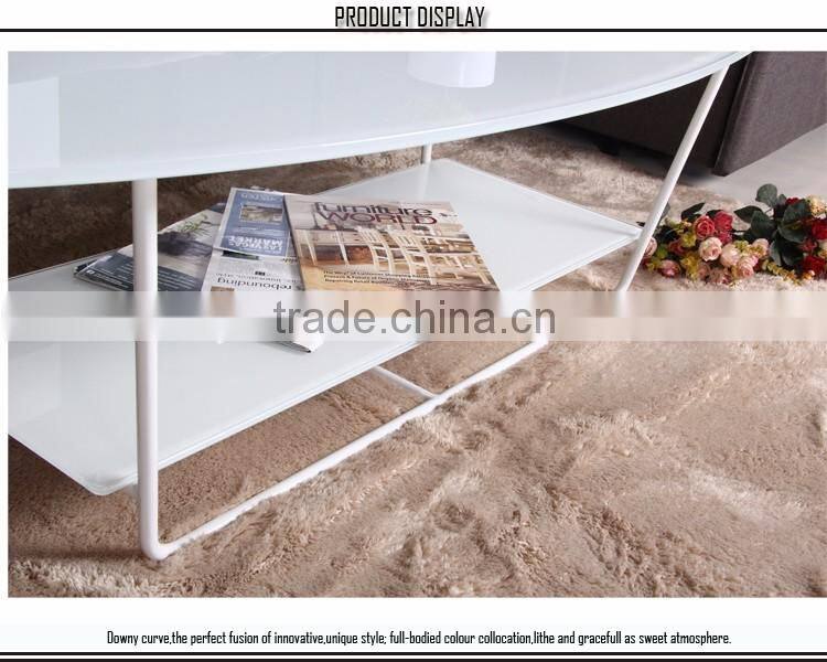 Modern Style Living Room Stainless Steel Super White Glass Coffee Table