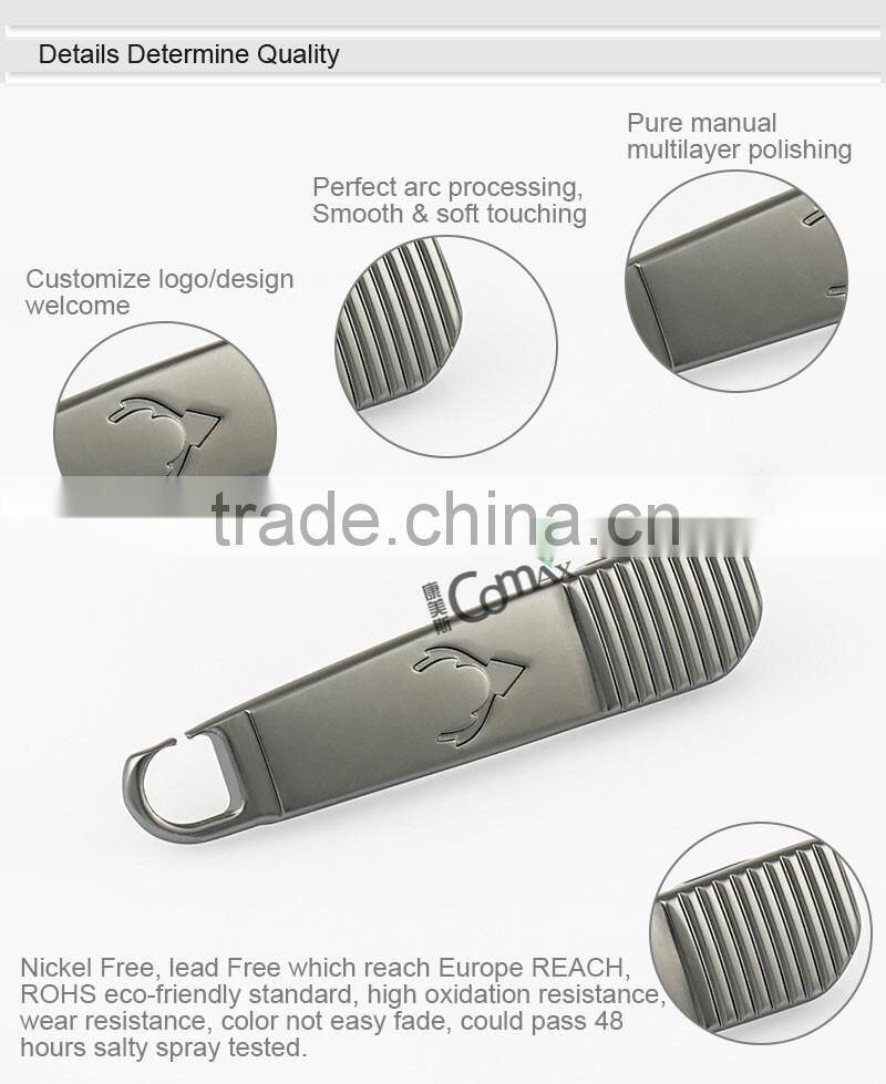Matt gunmetal finishing metal zipper puller for bag accessories