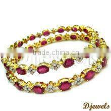 Ruby Diamond Bangles, Gold Bangles, Bangles Jewelry