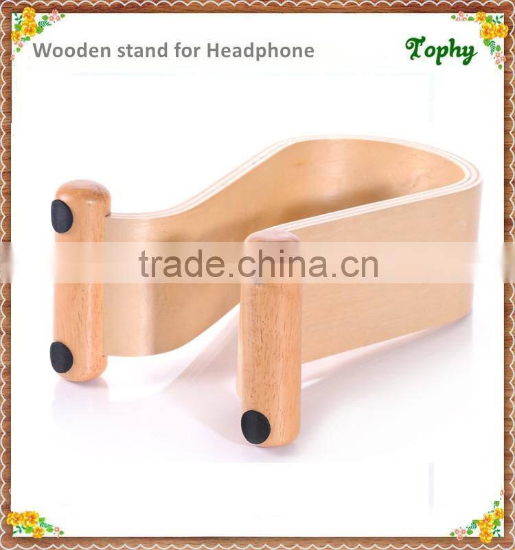 Wooden Headphone Display Stand For Headset Holder, High Quality Headset Display Holder Stand Wooden Headphone Stand