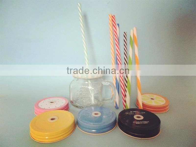 200ml fancy white glass juice empty cup with straw and lid/drinkware series