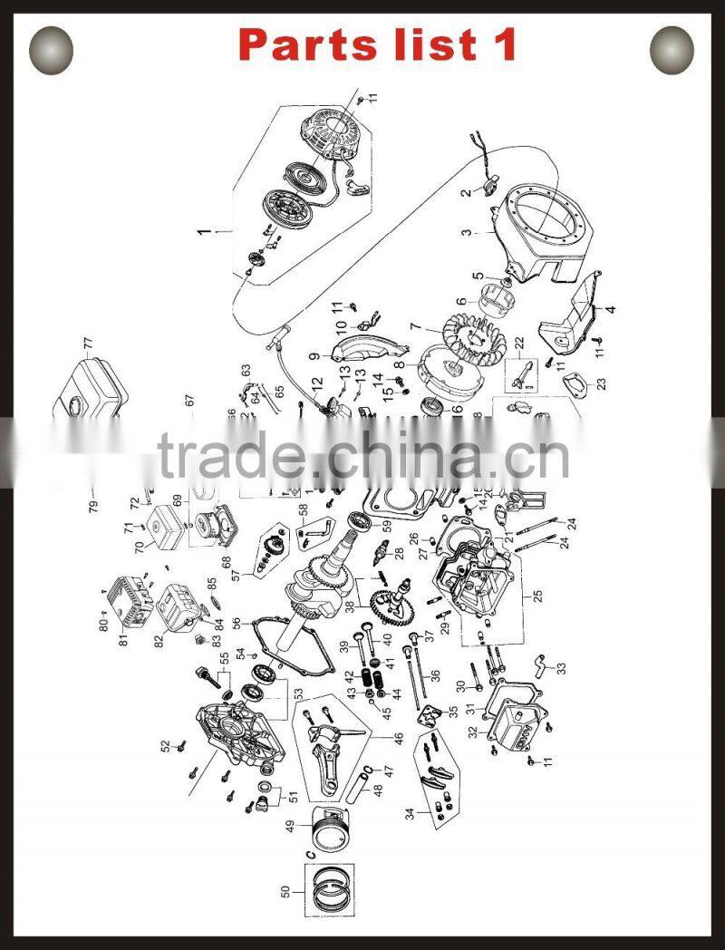 recoil start/manual start /electric start /key start gasoline engine 188F/190F