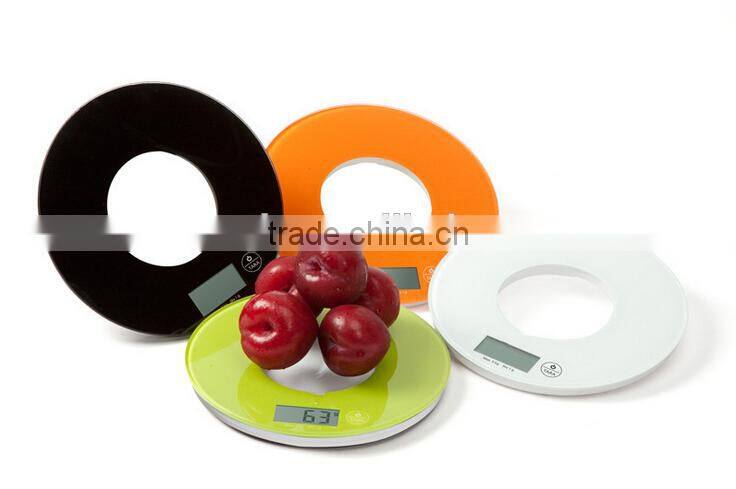Colorful super thin glass kitchen scale 5kg/1g