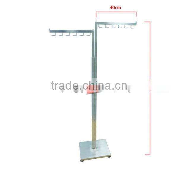 Floor Standing Metal Bag Display Stand With 10 Hooks