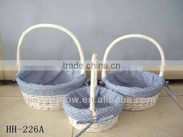 Flower Cotton Fabric willow baskets Wicker storage with handle