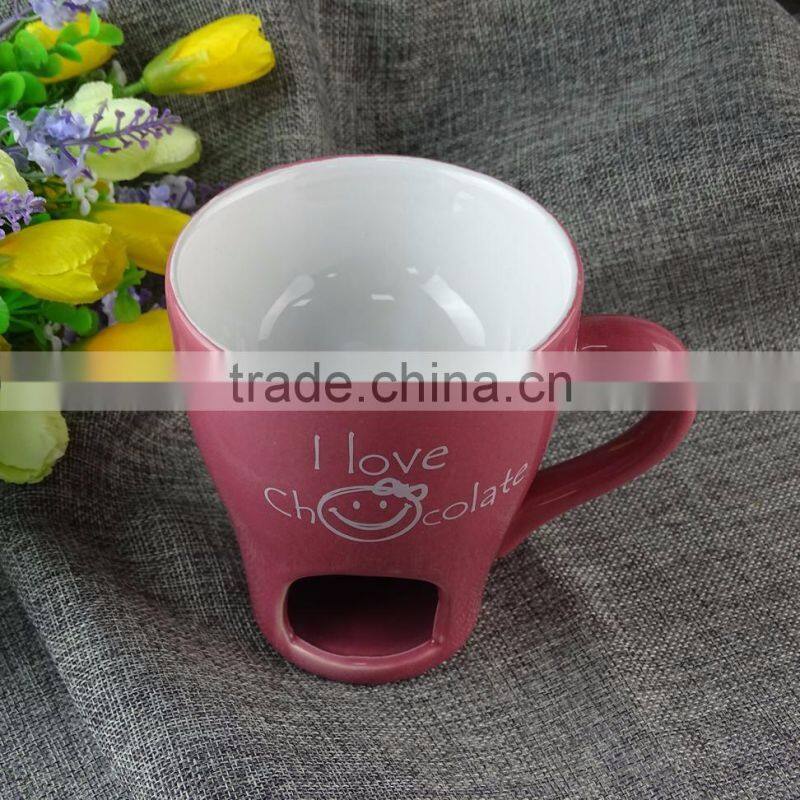 Wholesale porcelain Red mug ,Lovely chocolate mug, cheap glazed ceramic mug