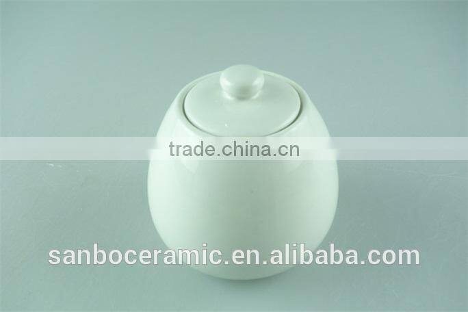 Ceramic white sugar jar pot, creamer and sugar honey bowl 2 PCS set, small and big size