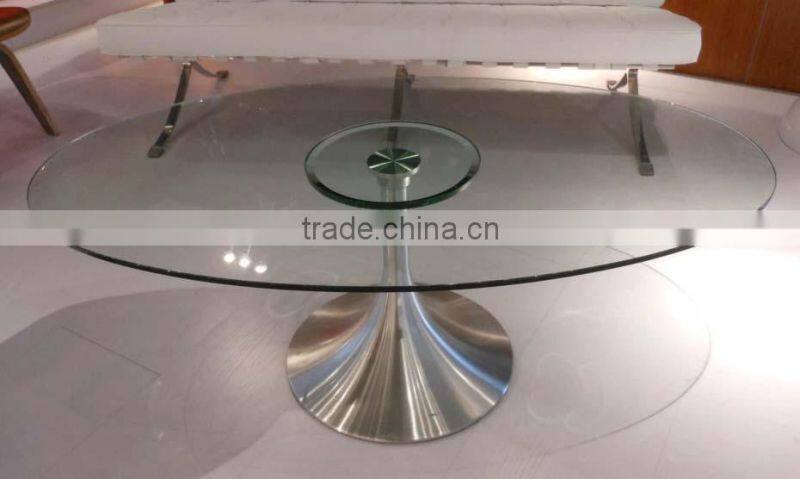 fashion tempered glass top brushed steel coffee table tea table LQ- GT49