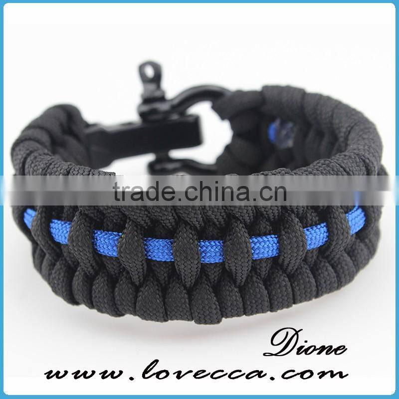 Stainless Steel Shackle Buckle Hiking Outdoor Survival Paracord Bracelet