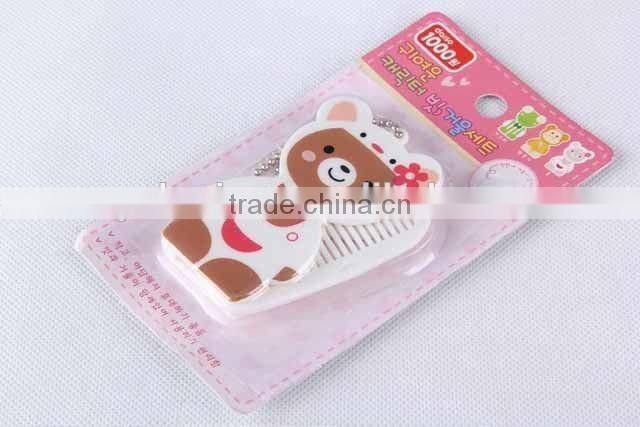 Animal shaped folding comb with mirror with hanging chain/hair brush