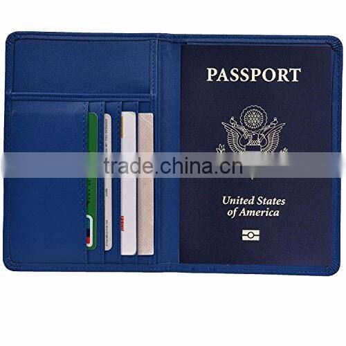 RFID Passport Holder, Cowhide Leather RFID Blocking Passport Case Cover Holder