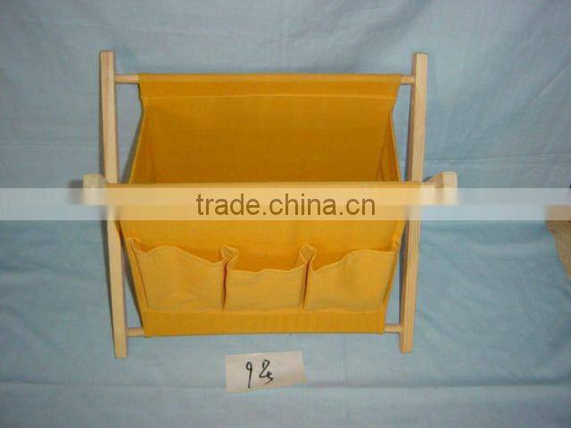 vogue folding wooden laundry basket with cotton bag