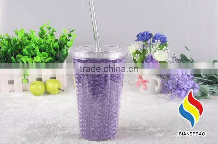 16oz double wall personalized acrylic tumbler with straw