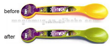 OEM Cold Color Changing Custom Plastic Spoon 9.4g 16cm Baby Spoon