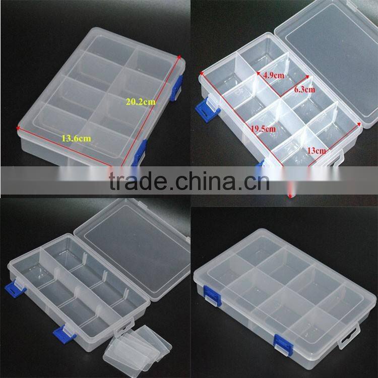 20cm Clear PP Plastic DIY Accessories Divider box Jewelry Makeup Storage box with 8 Compartments