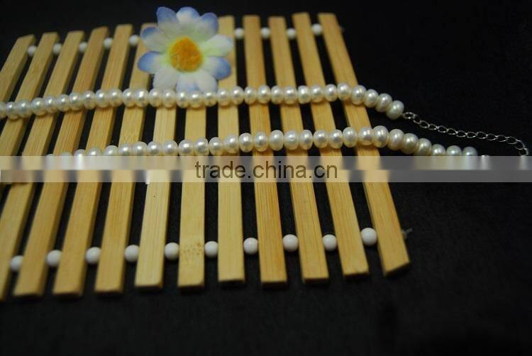 5-6 mm white button shape freshwater pearl necklace