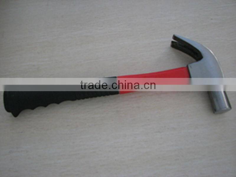 British type claw hammer with color plastic coating fiberglass handle