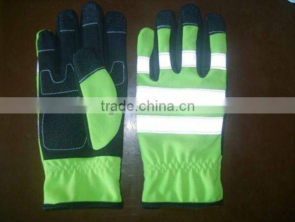 Reflective Leather Safety Police Gloves ZMR665