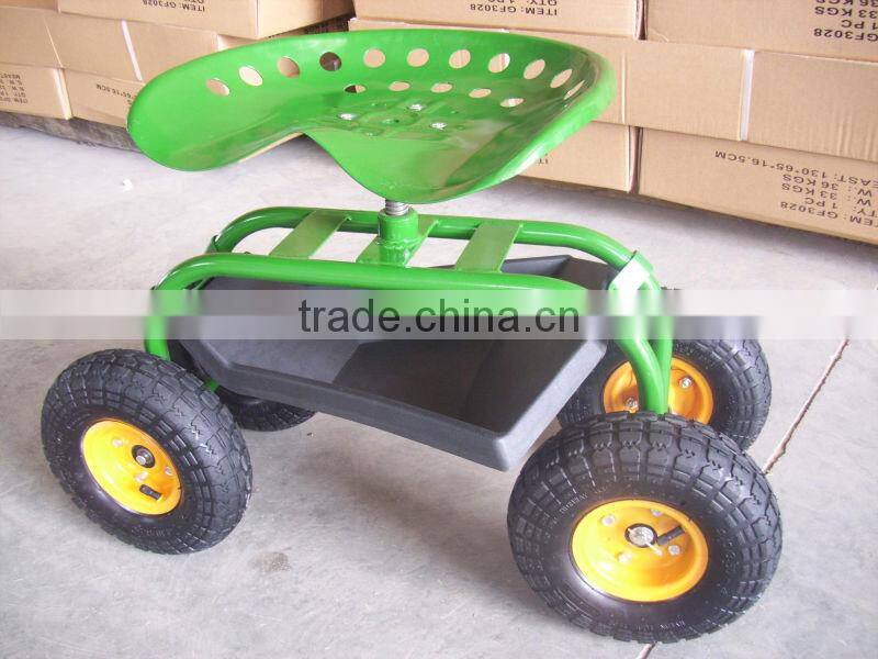 rolling work seat with four wheels