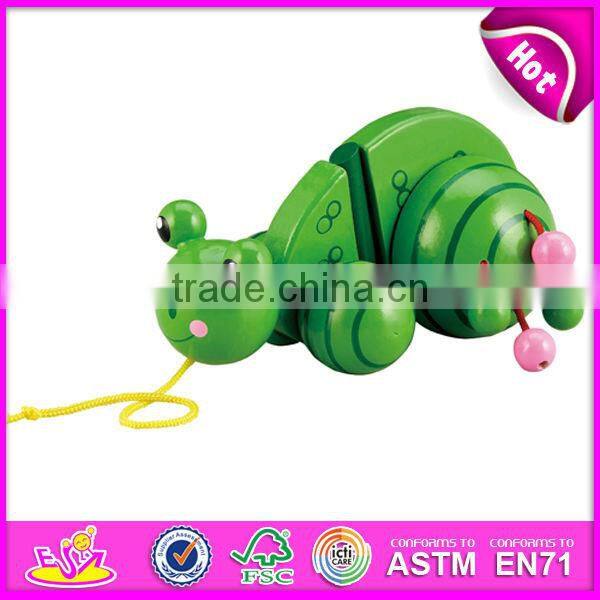 2015 Funny Kids Pull String Karting Toy,Dog design Children Wooden Scrat Pull Toy,Christmas wooden pull and push toy WJ276115