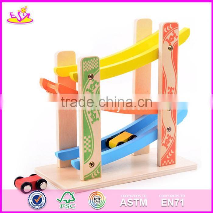 2017 new design 4 levels funny kids wooden race track toy W04E053