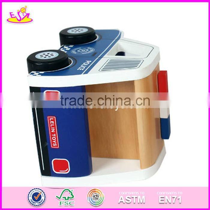 2017 New design children funny wooden toy police cars W04A337
