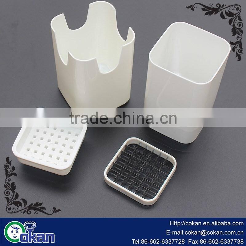 kitchen tool French Fry Potato Cutter with Round Bottom for Easy Slicing, 2 Blades