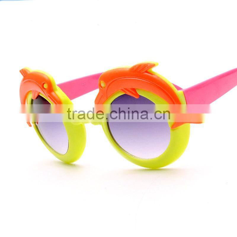 2015 Hot-selling Plastic Dolphins Glasses Fashionable Kids Sun Glasses Cheap Children Sunglasses
