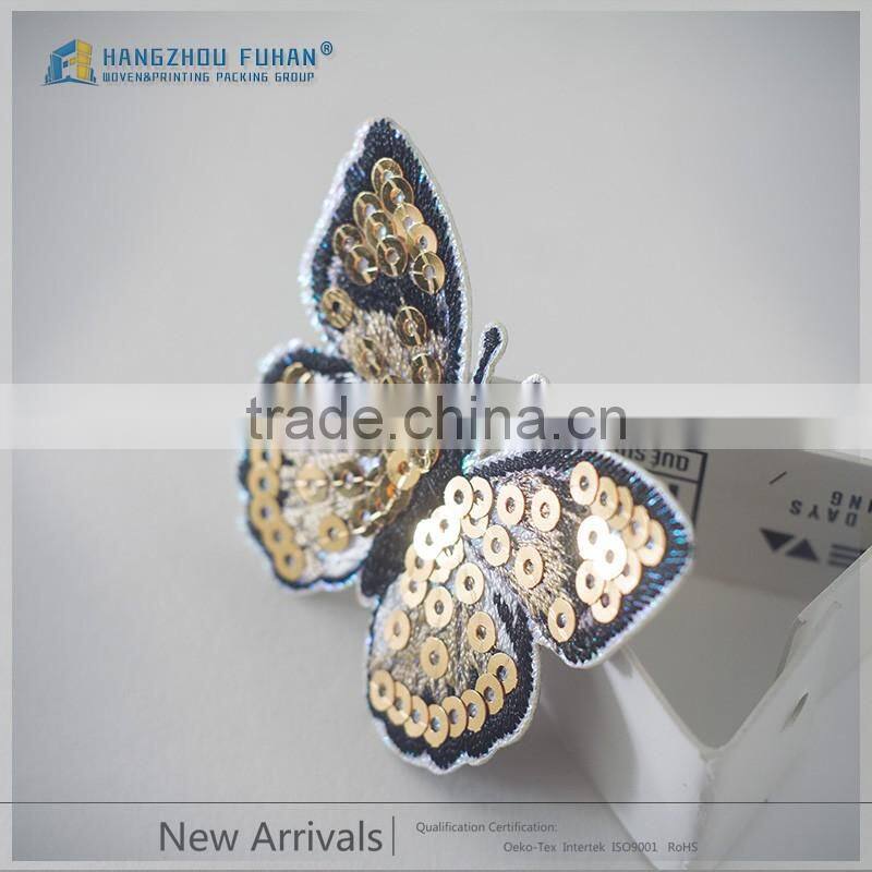 Custom Garment Butterfly Sequin Embroidery Badges