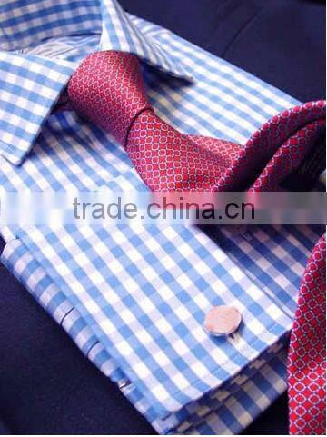 Classic Man Gingham Checks Plaids Shirts French Cuff Shirts