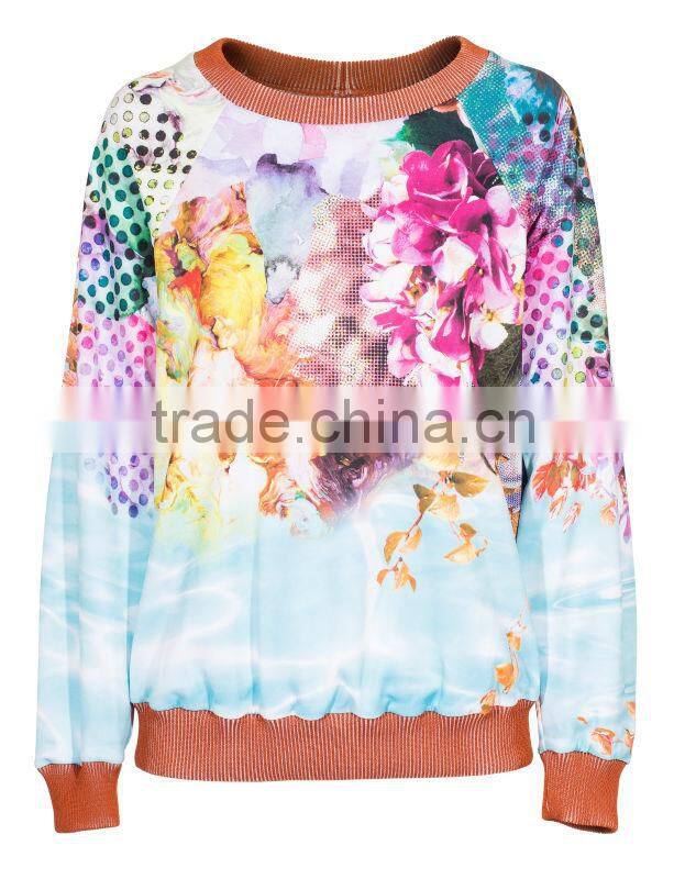 Full Digital 3D all over printing sweatshirt without hood for women