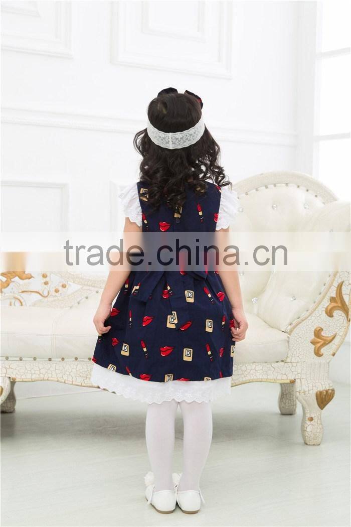 Summer hot sale flower girl dress boutique baby girl party dress with matching headband