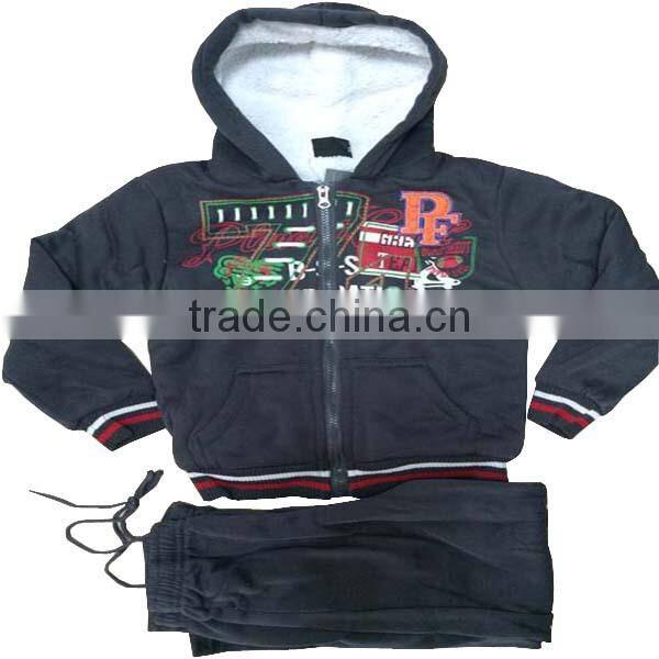 Sherpa lining boys fleece set kids wholesale winter clothes
