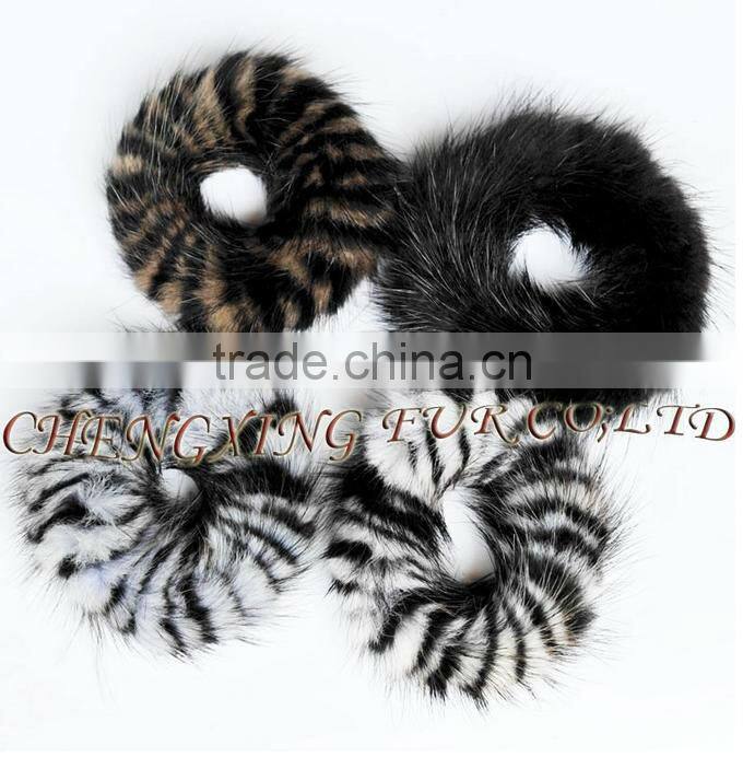 CX-E-11 Assorted Color Mink Fur Elastic Adult Hair Accessories