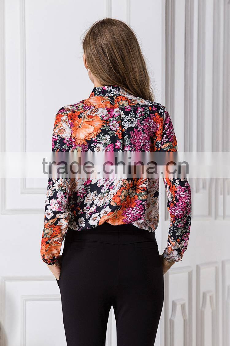 2015 Latest Hot sell european summer hot sale flower style shirt women tee shirt