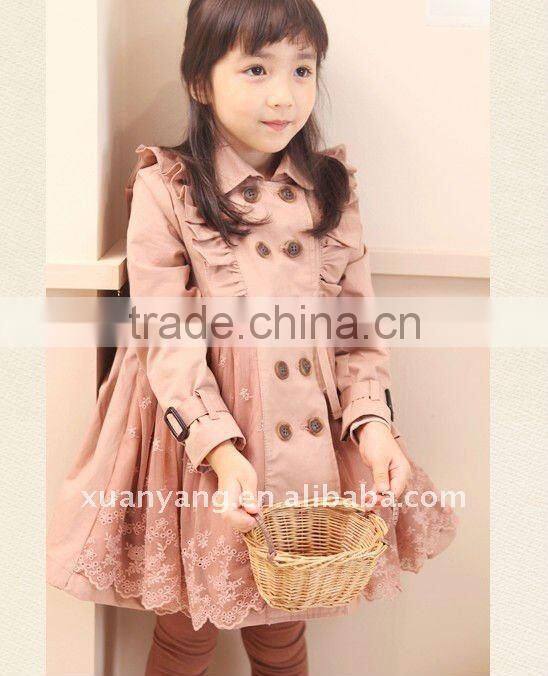 fashion child new year coat whit lace;kids winter clothes