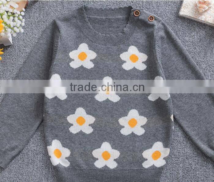 new design stylish teenager kids girls flower knitting pullover sweaters