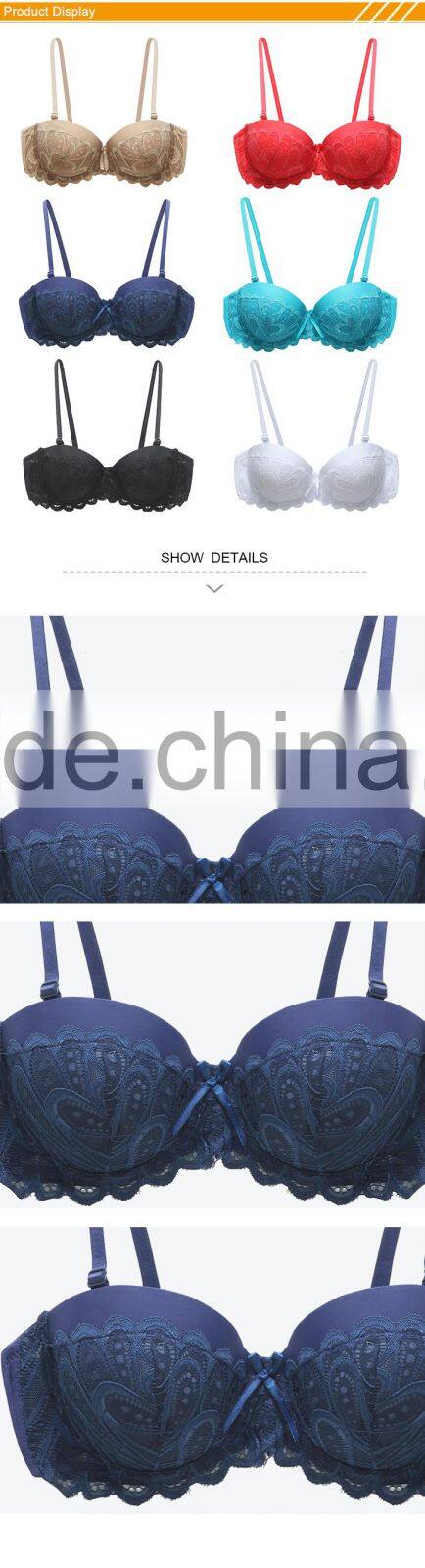 HSZ-58042 2016 Wholesale Lady Sexy Breast Full Up Bra Colorful Girls Underwear Bras Plus Size