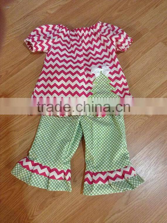 Christmas Clothing Sets Baby Girls Candy Top Pants Sets Kids Chevron Christmas Boutique Outfits