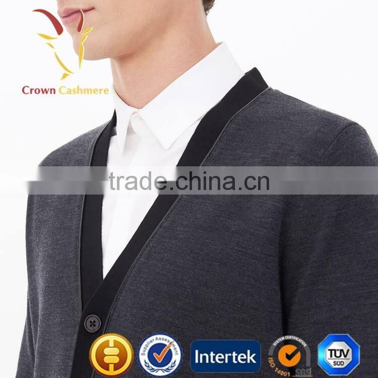 Excellent Mens Knitted Wool Pure Cashmere Cardigan