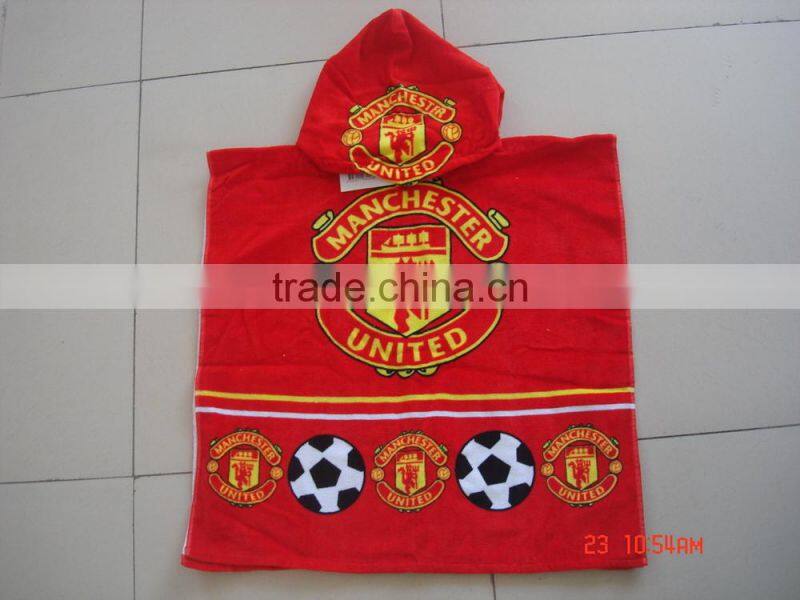 Velour reactive printing poncho towel for kids