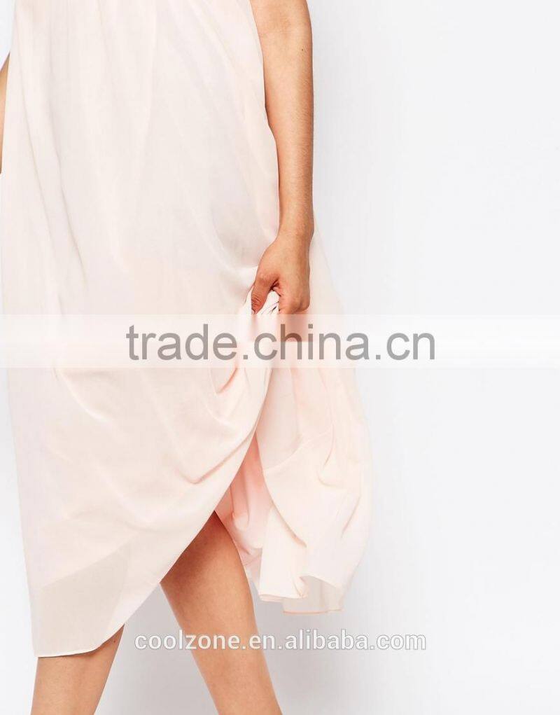 Fashion bandeau midi dress design wholesale chiffon plus size women clothing