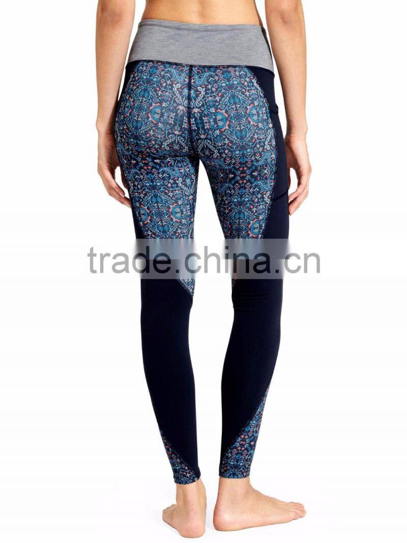 Custom Wide Waist Yoga Pants Tights With Leg Pockets Woman Leggings