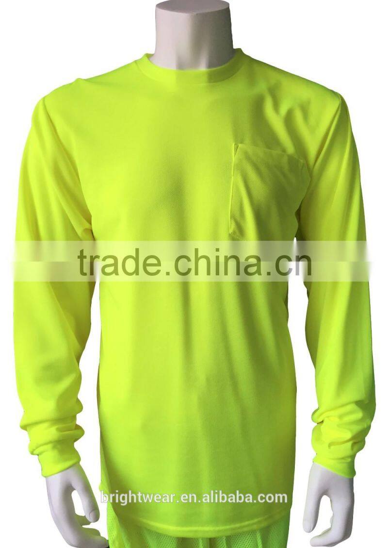 Men's ANSI hi vis 100% polyester long sleeve reflective T-shirt