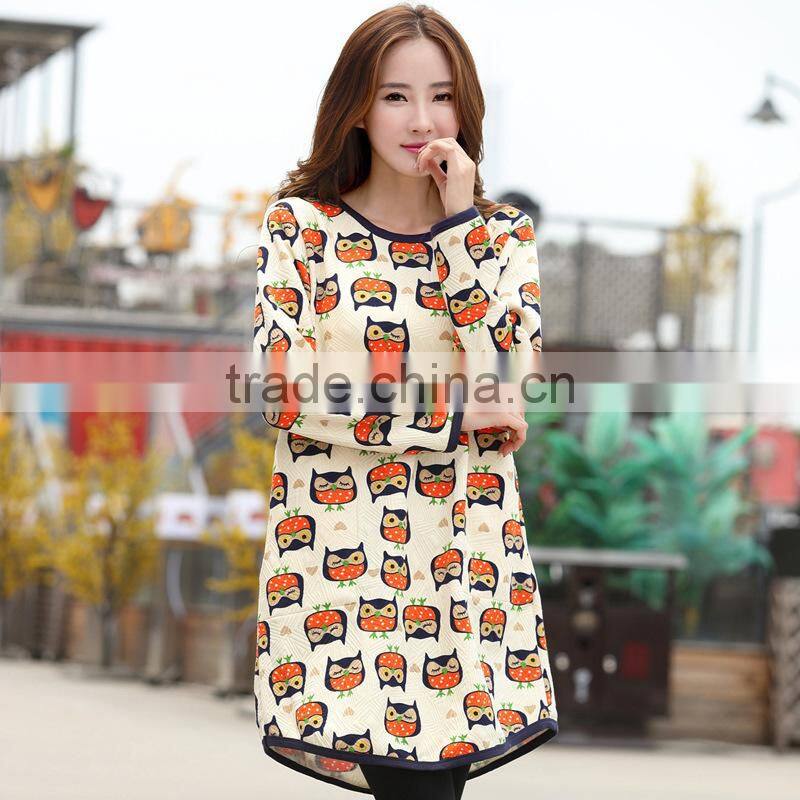 2015 new fashion autumn maternity dress, long sleeve dress, thick cotton dress