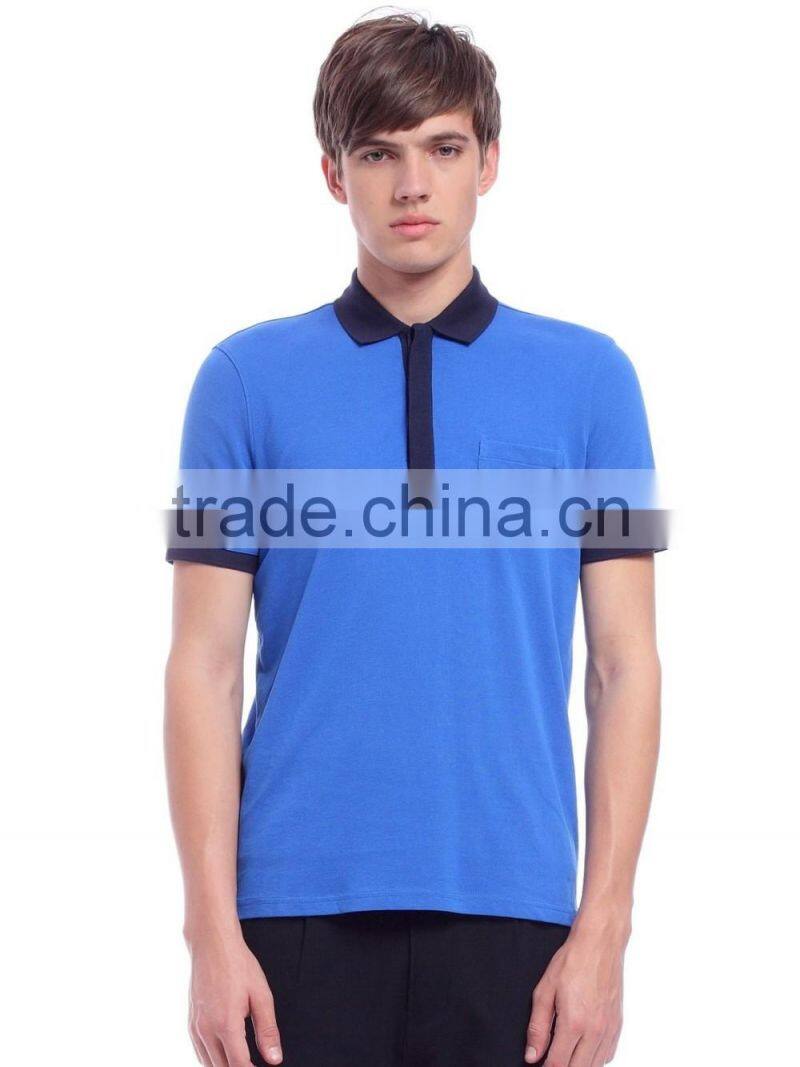 cheap mens royalblue 100 cotton pique 180g dri fit hidden placket polo shirts LT58789