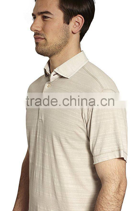 Mens Short Sleeve Slub Cotton Polo T-shirt